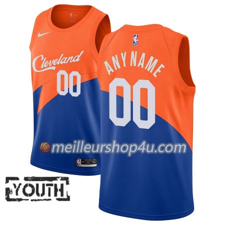 Maillot Basket Enfant Cleveland Cavaliers Personnalisé 2018-19 Nike City Edition Bleu Swingman